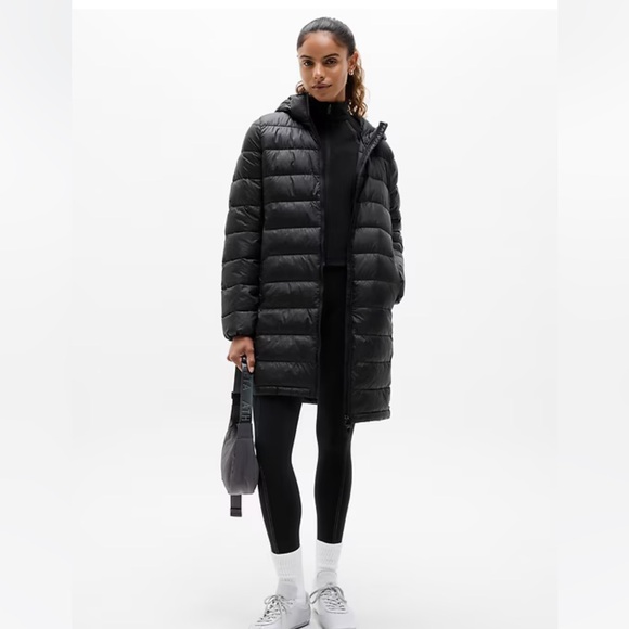 Athleta Aire Puffer Parka Jacket Coat Black XS Black NWT NEW - Picture 1 of 12